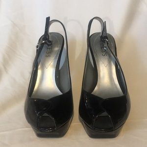 Adorable peep toe sling back platform pumps